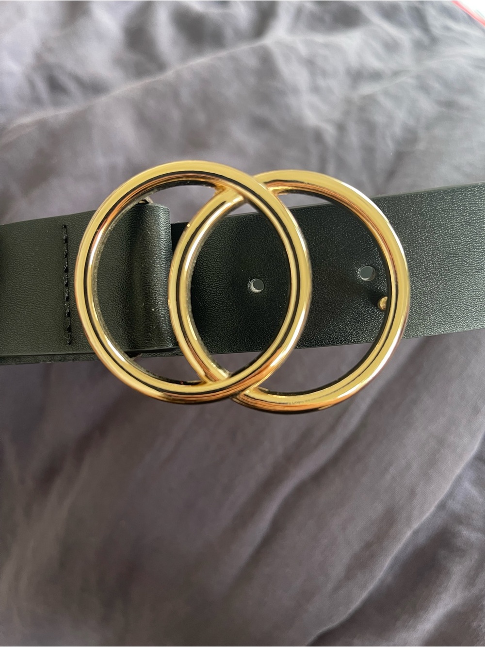 Women’s Black Belt with Gold Double-Ring Buckle